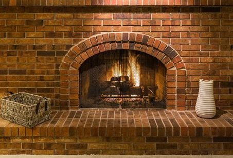 brick fireplace